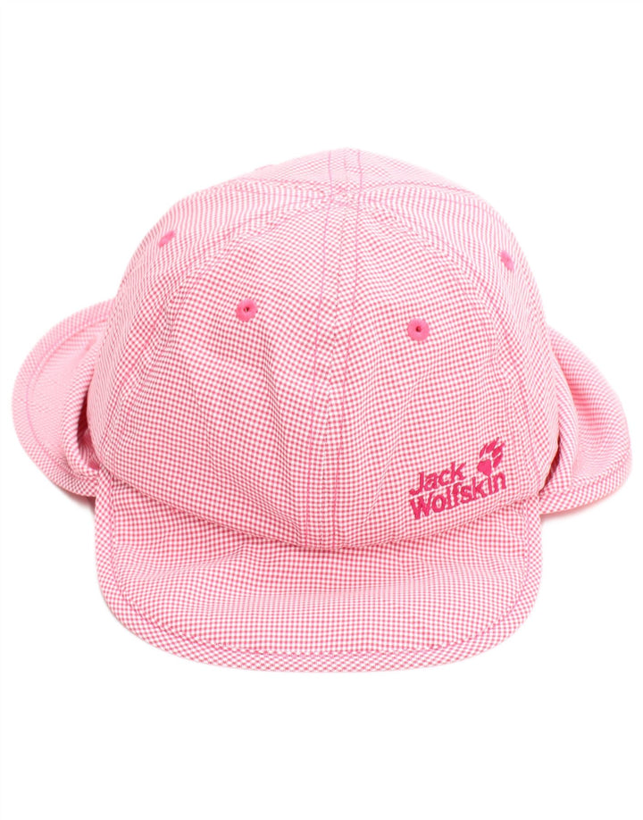 Jack Wolfskin Girls Neck Drape Trapper Hat 4-5 Years Small Pink Houndstooth