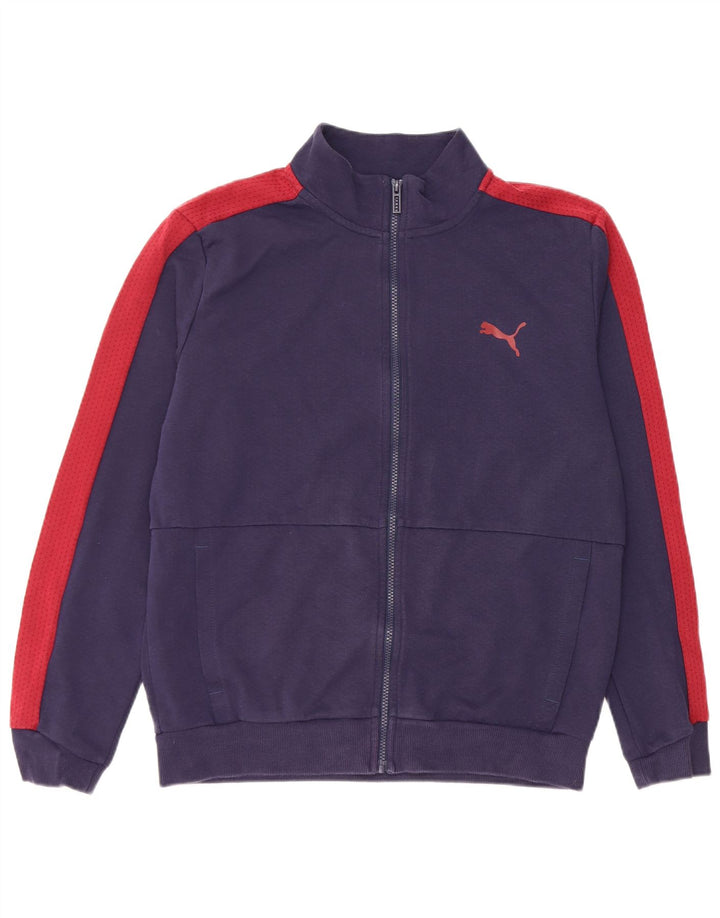Puma Mens Tracksuit Top Jacket Medium Navy Blue Colourblock Cotton