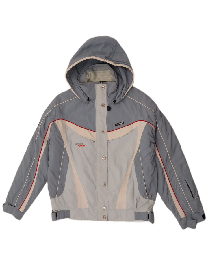 Aesse Womens Hooded Ski Jacket IT 48 XL Blue Colourblock Polyester