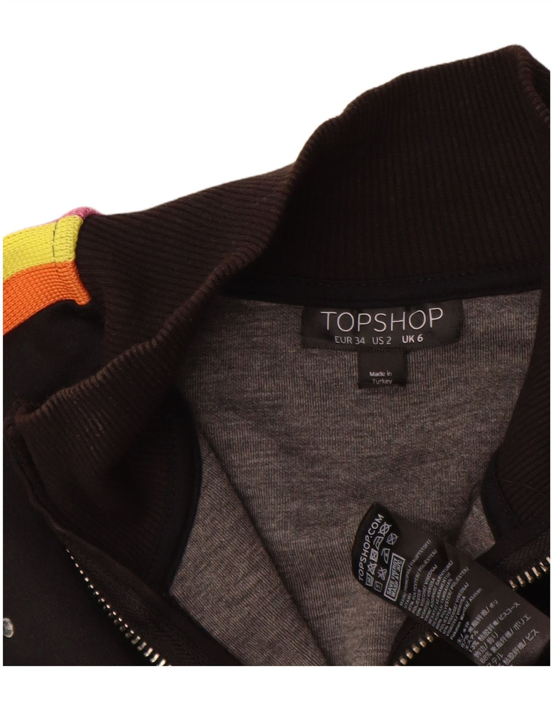 Topshop Womens Oversized Tracksuit Top Jacket UK 6 XS Black Spotted