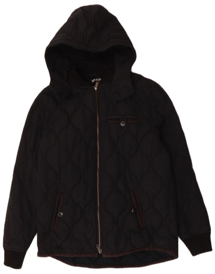 LYLE & SCOTT Mens Hooded Padded Jacket UK 40 Large Black Cotton