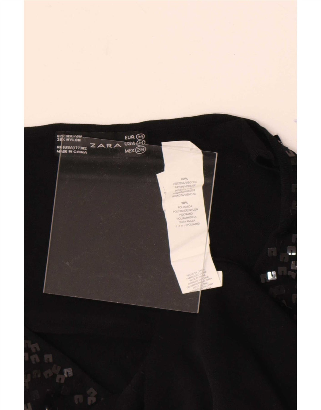 Zara Womens Sleeveless Blouse Top UK 12 Medium Black Flecked Viscose