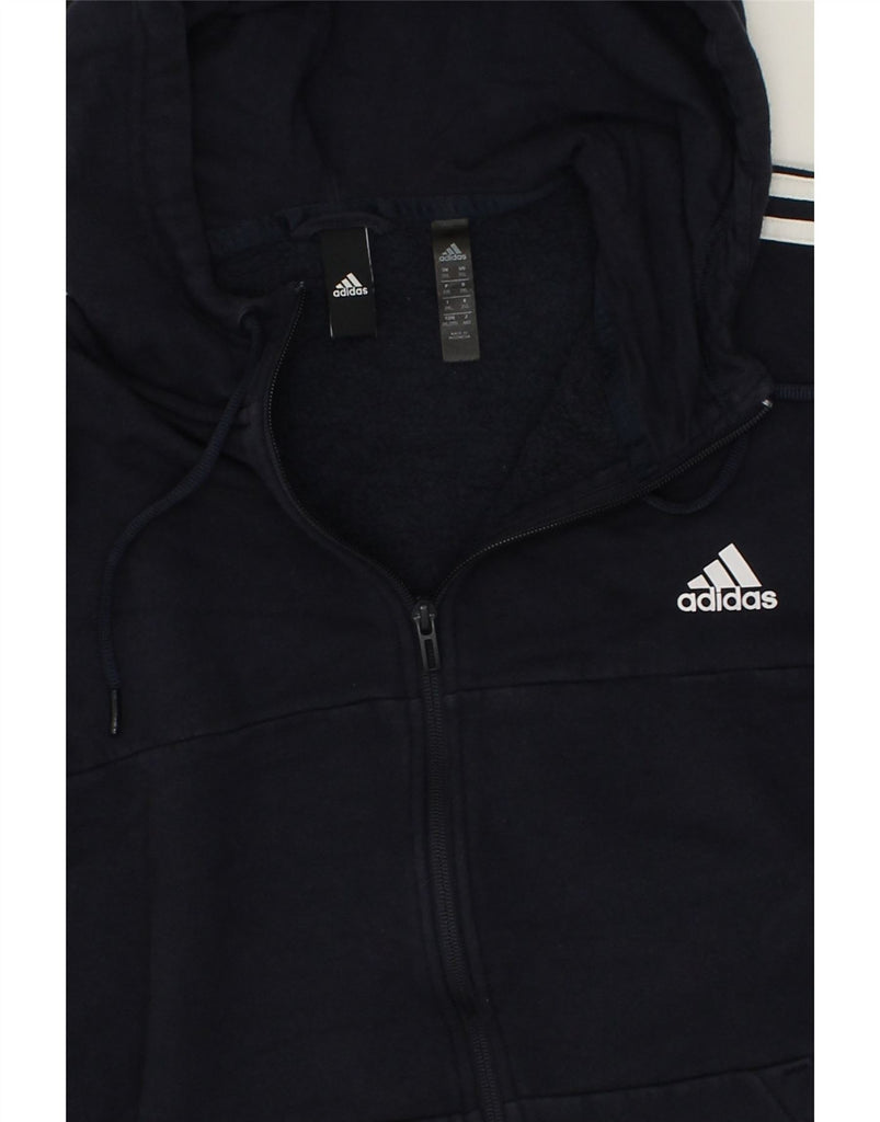 ADIDAS Mens Zip Hoodie Sweater 2XL Navy Blue Cotton | Vintage Adidas | Thrift | Second-Hand Adidas | Used Clothing | Messina Hembry 