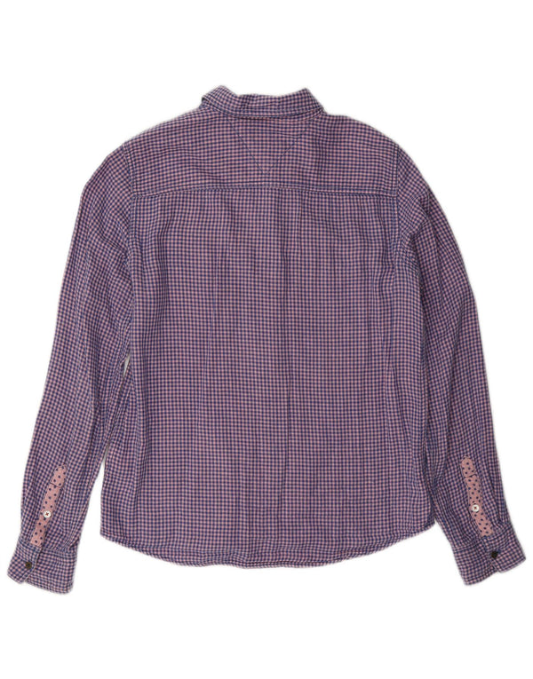 Tommy Hilfiger Womens Flannel Shirt UK 10 Small Blue Gingham Cotton