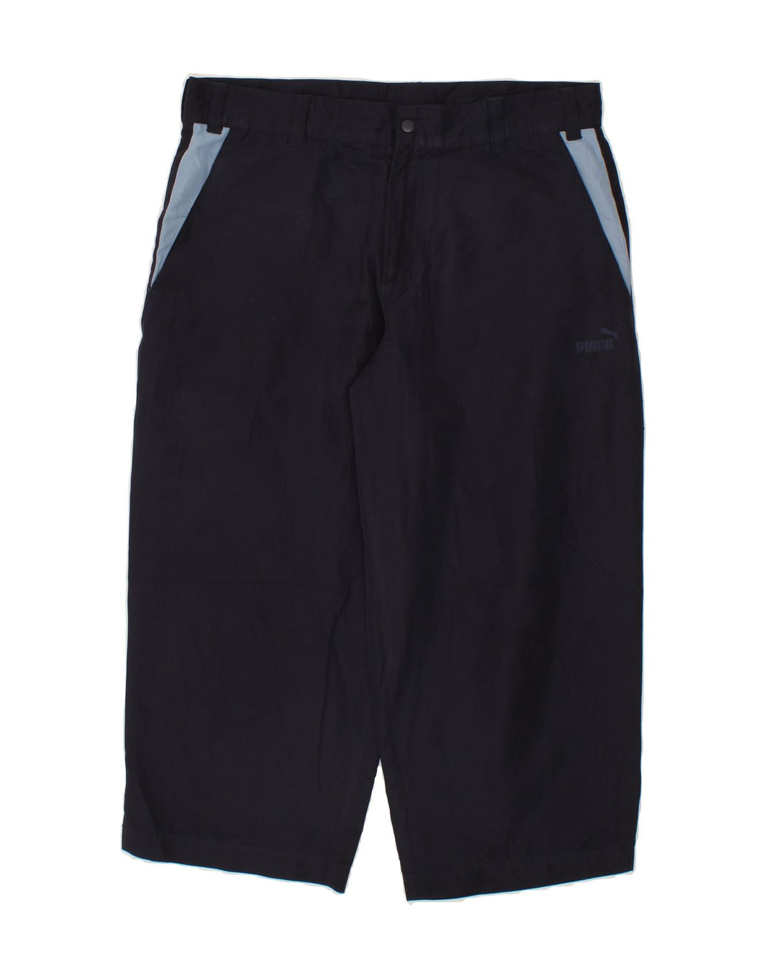 PUMA Mens Capri Trousers Large W34 L24 Navy Blue Polyester Vintage Puma and Second-Hand Puma from Messina Hembry 