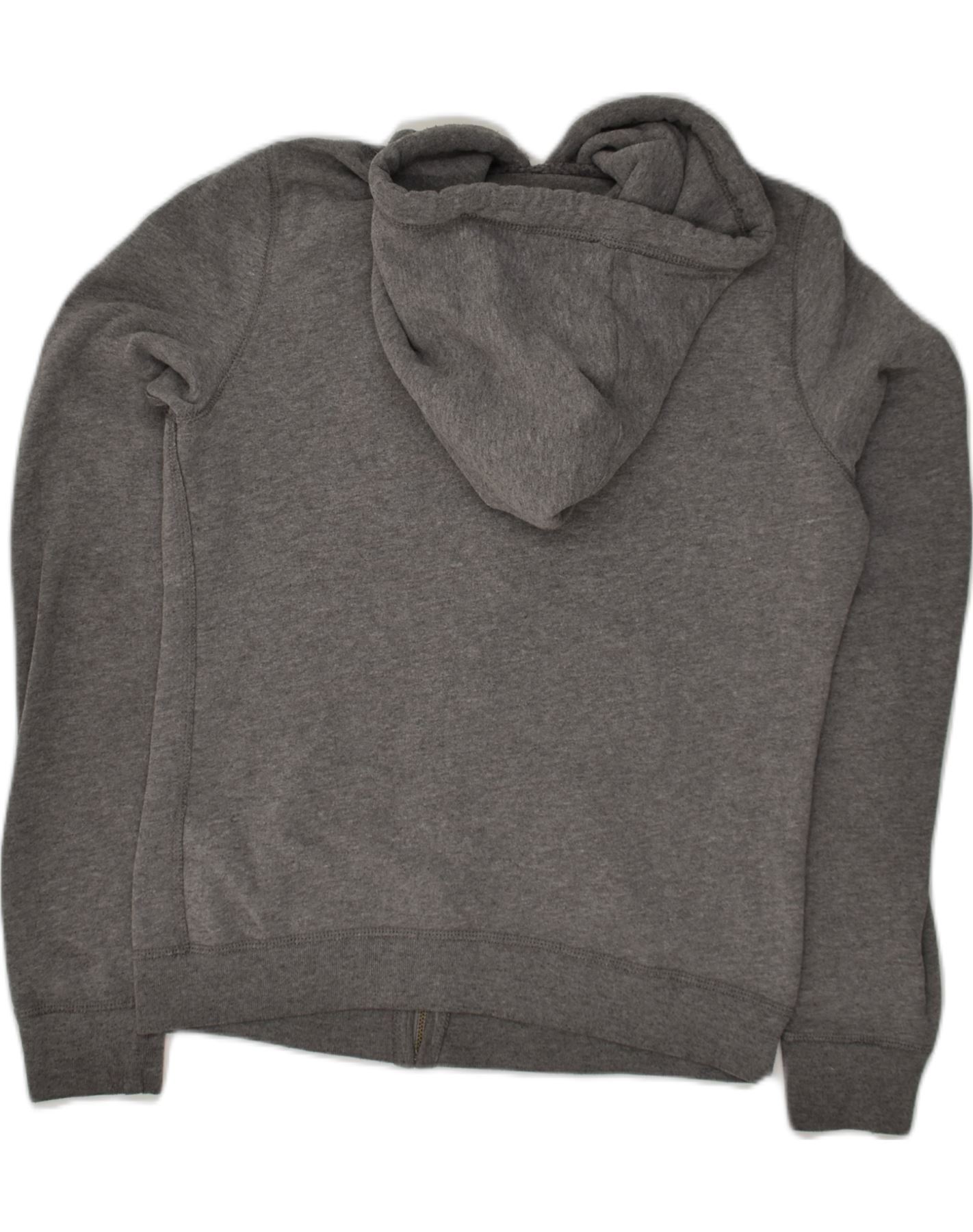 HOLLISTER Womens Graphic Zip Hoodie Sweater UK 10 Small Grey