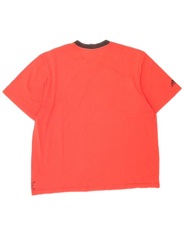 Adidas Mens Graphic T-Shirt Top 2XL Red Cotton