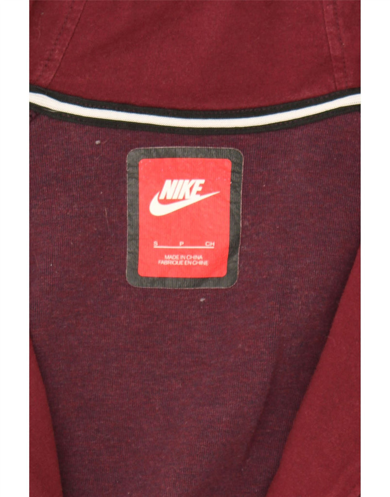 NIKE Womens Oversized Zip Hoodie Sweater UK 10 Small Burgundy Colourblock Vintage Nike and Second-Hand Nike from Messina Hembry 