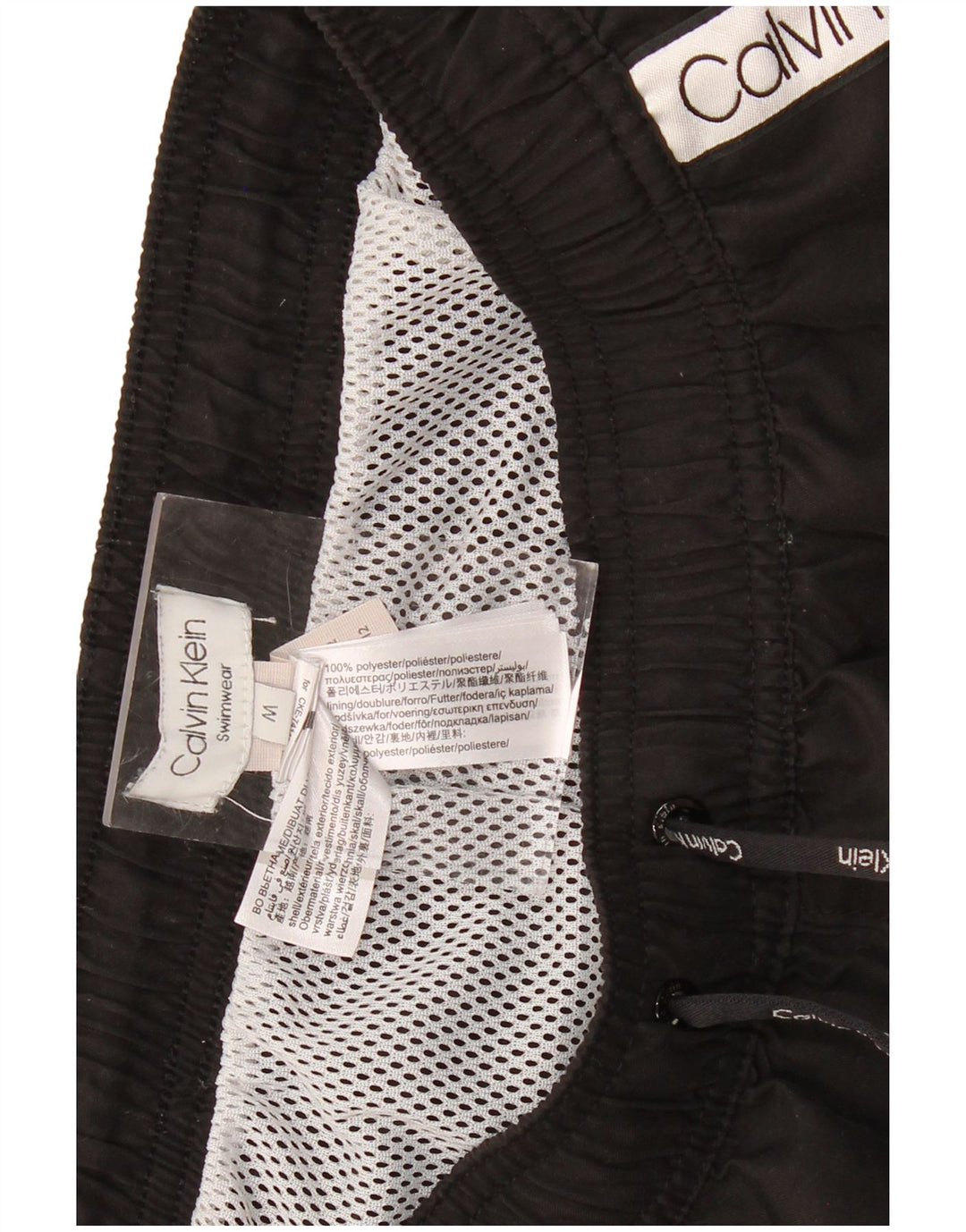 CALVIN KLEIN Mens Graphic Swimming Shorts Medium  Black Polyester