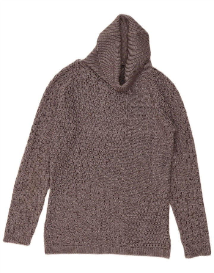 Vintage Womens Roll Neck Jumper Sweater UK 10 Small  Grey Polyacrylic