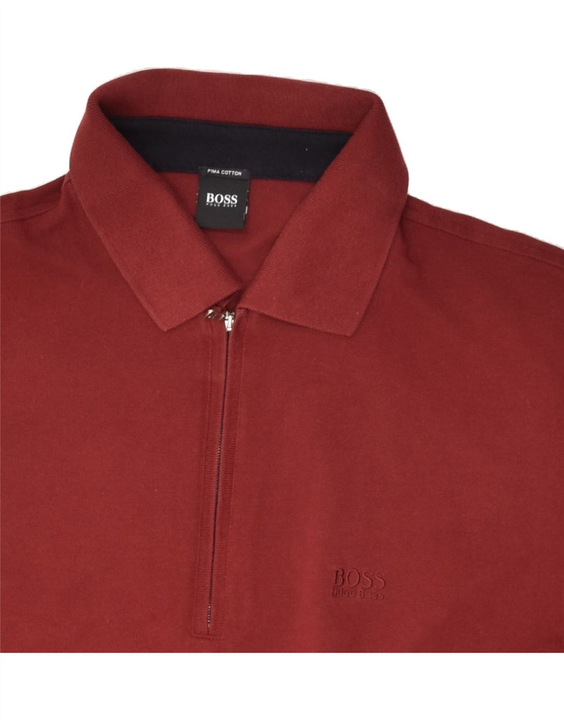 HUGO BOSS Mens Polo Shirt XL Burgundy Cotton | Vintage Hugo Boss | Thrift | Second-Hand Hugo Boss | Used Clothing | Messina Hembry 