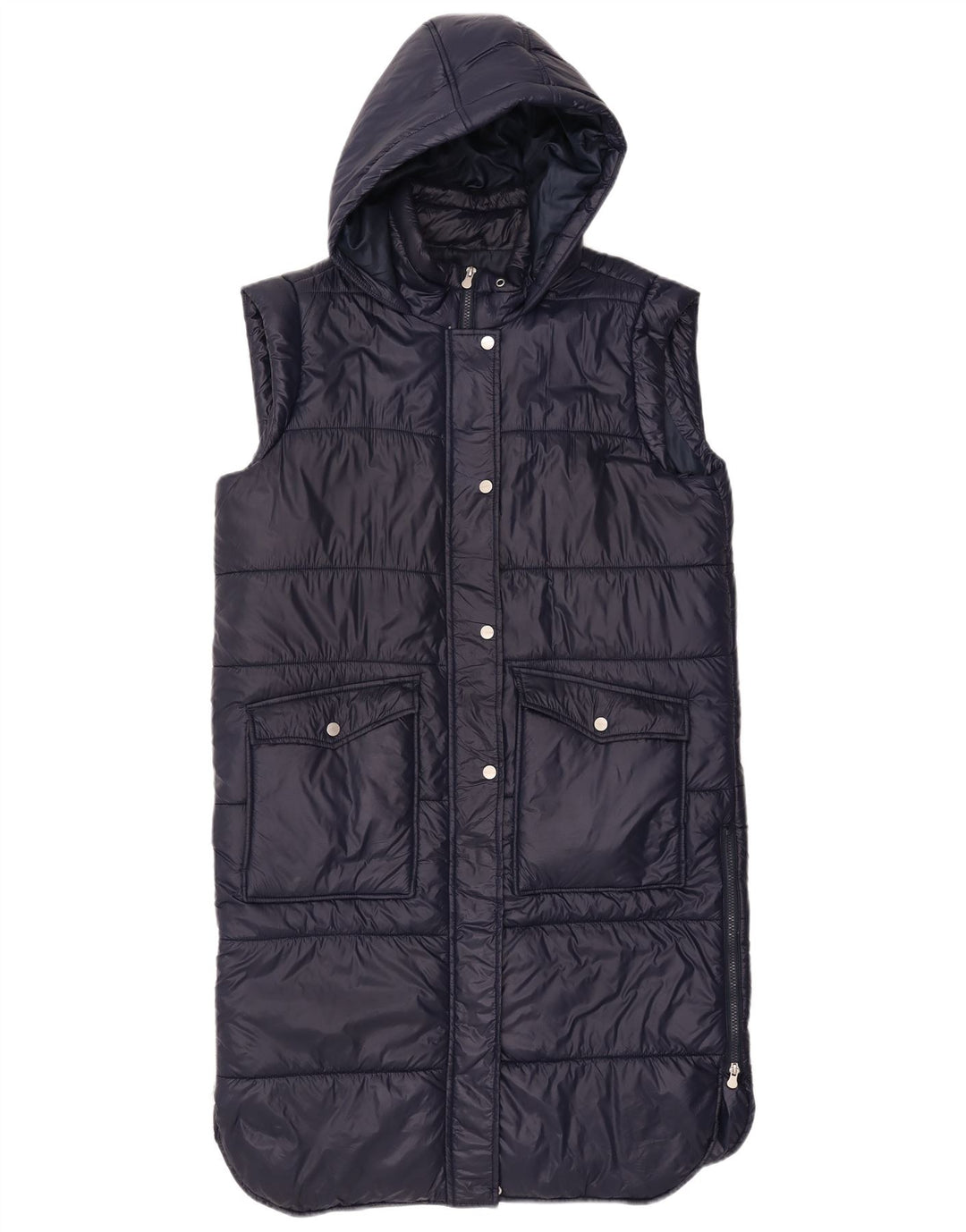 Laura Torelli Womens Oversized Hooded Padded Gilet UK 10 Small Navy Blue