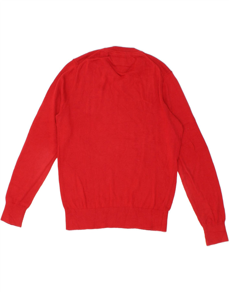 TOMMY HILFIGER Mens V-Neck Jumper Sweater Small Red Cotton | Vintage Tommy Hilfiger | Thrift | Second-Hand Tommy Hilfiger | Used Clothing | Messina Hembry 