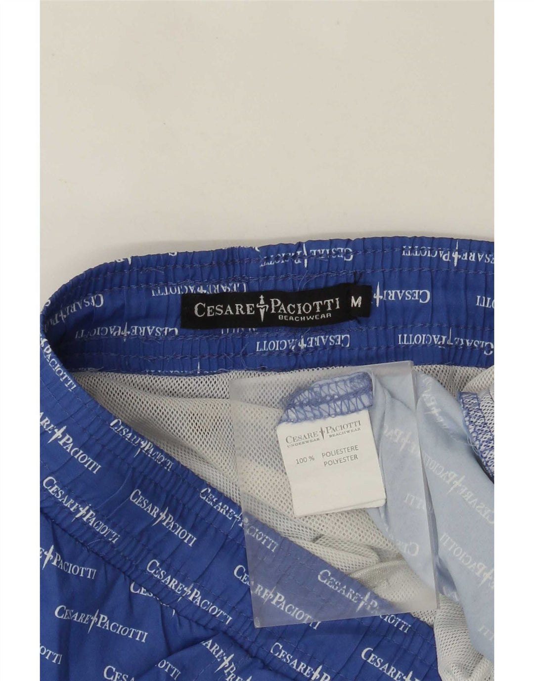 Cesare Paciotti Mens Graphic Swimming Shorts Medium Blue Polyester
