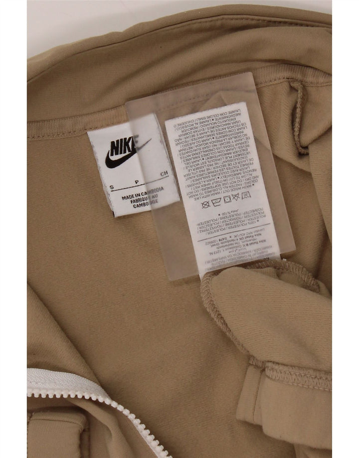 Nike Mens Zip Neck Sweatshirt Jumper Small Beige Polyester