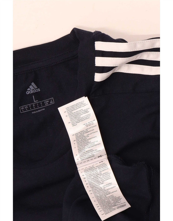 Adidas Mens T-Shirt Top Large Navy Blue Cotton
