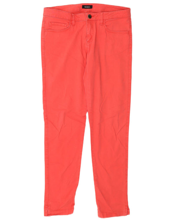 Max & Co. Womens Slim Casual Trousers UK 12 Medium W30 L30 Red Cotton
