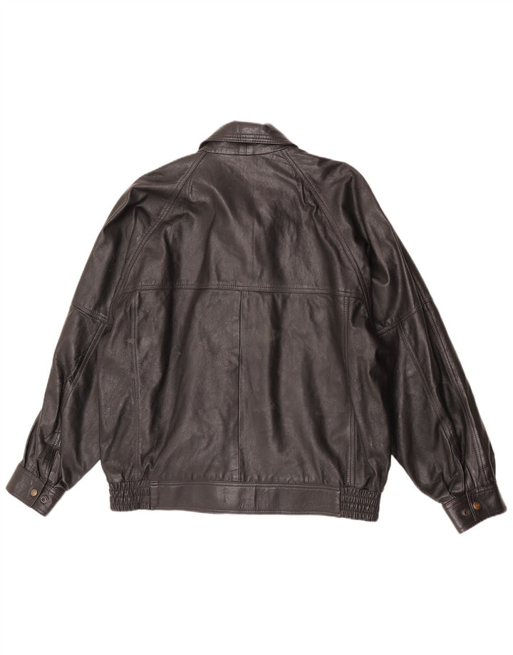 Vintage Mens Leather Jacket IT 42 XL Black