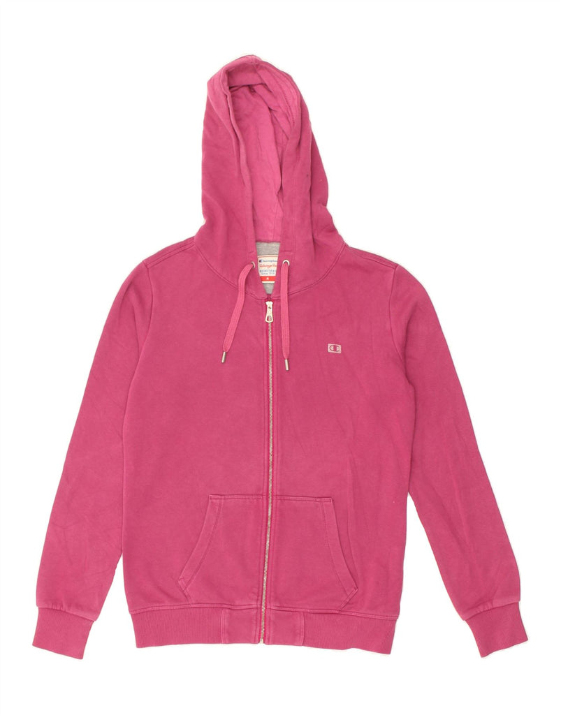 CHAMPION Womens Heritage Fit Zip Hoodie Sweater UK 14 Medium Pink Cotton | Vintage Champion | Thrift | Second-Hand Champion | Used Clothing | Messina Hembry 