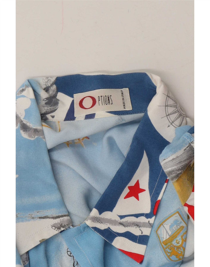 Vintage Mens Graphic Shirt Large Blue