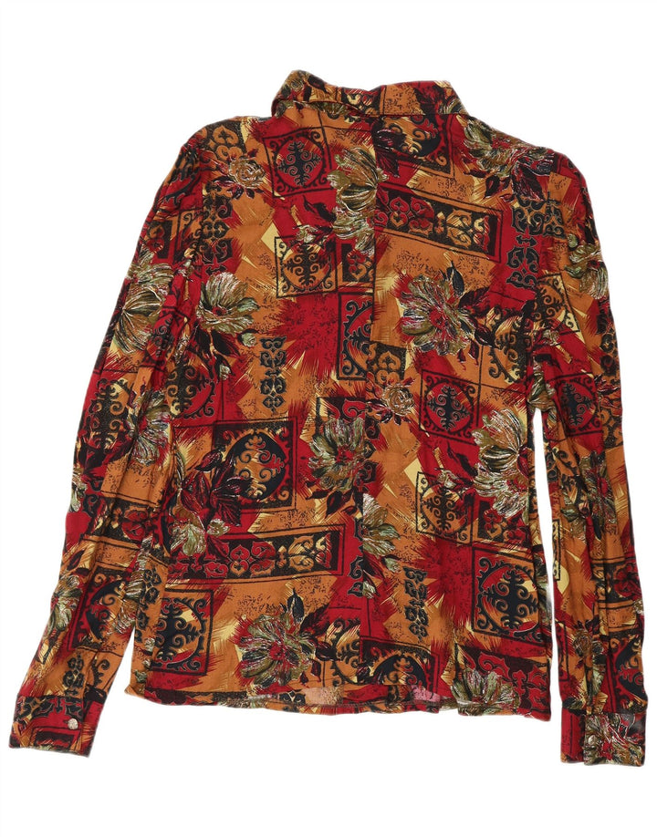 Vintage Womens Shirt Blouse UK 14 Medium Multicoloured Floral Viscose