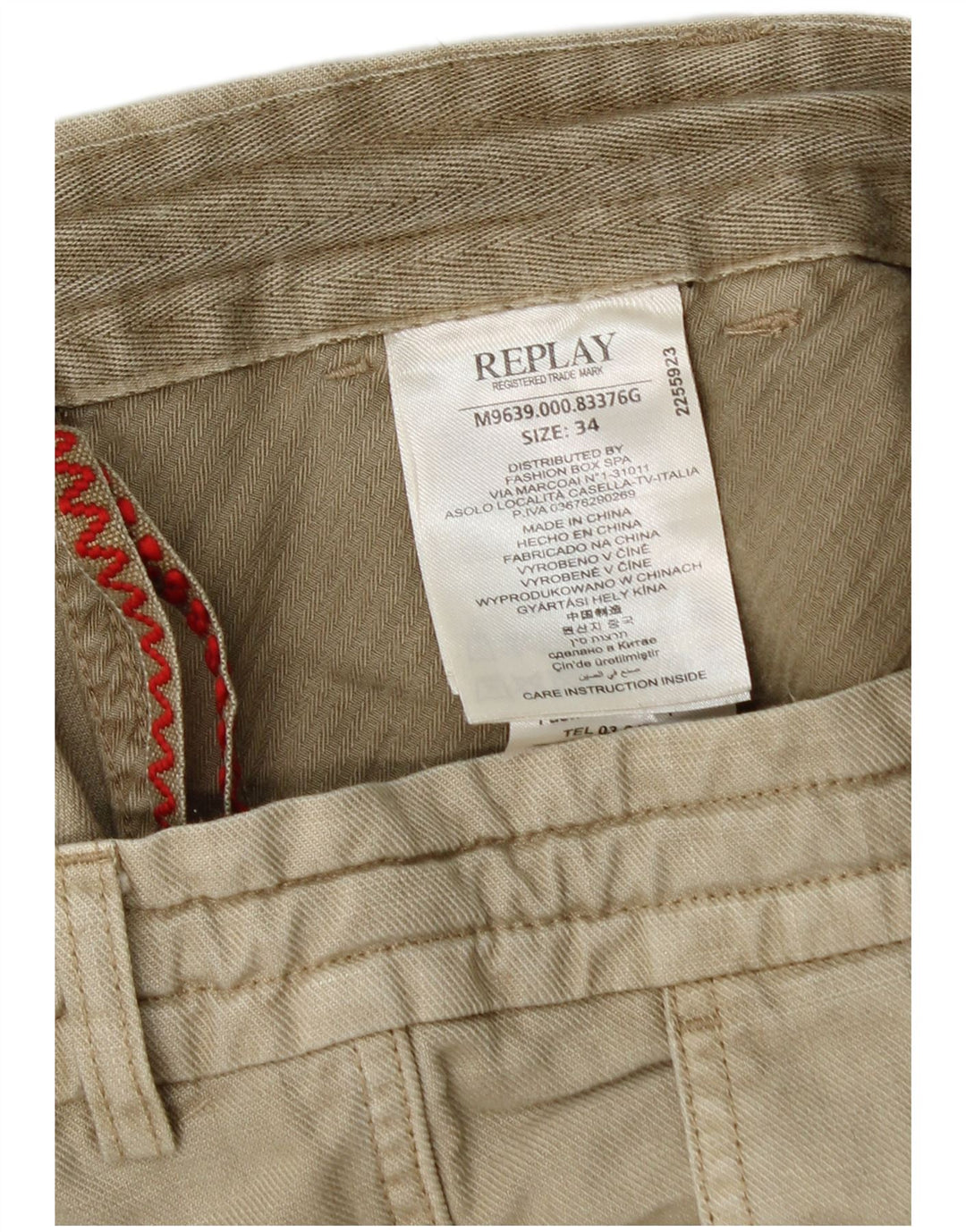 Replay Mens Chino Shorts W34 Large Beige Cotton