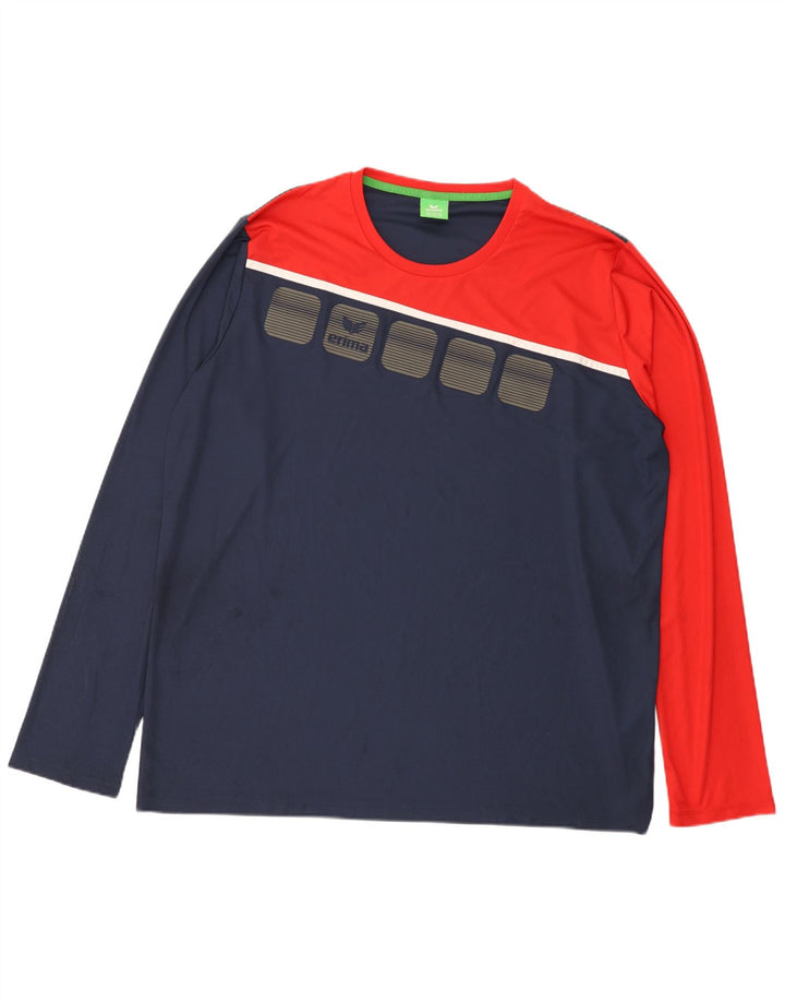 Erima Mens Graphic Top Long Sleeve 3XL Navy Blue Colourblock Polyester