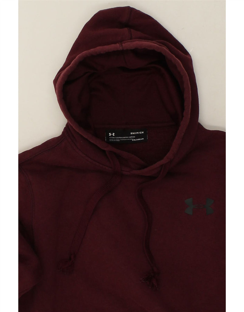 UNDER ARMOUR Mens Graphic Hoodie Jumper Small Burgundy | Vintage Under Armour | Thrift | Second-Hand Under Armour | Used Clothing | Messina Hembry 