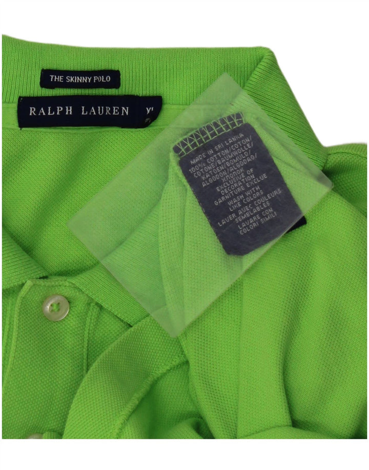 RALPH LAUREN Womens Skinny Polo Shirt UK 18 XL Green Cotton