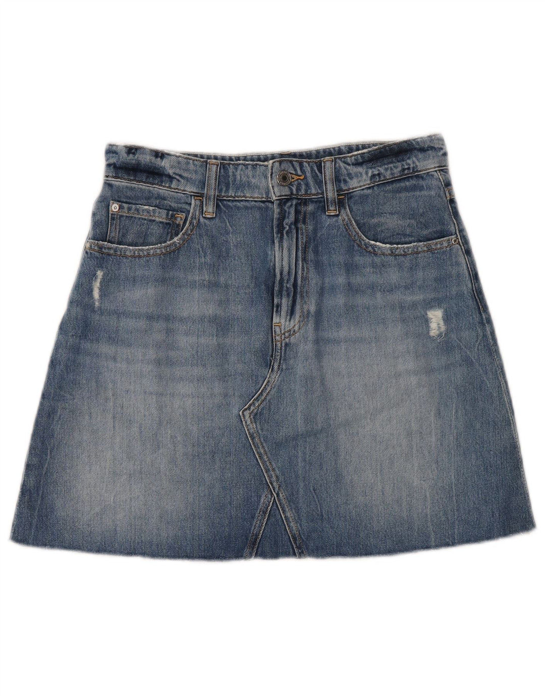 Guess Womens Distressed Denim Skirt W27 Small Blue Cotton