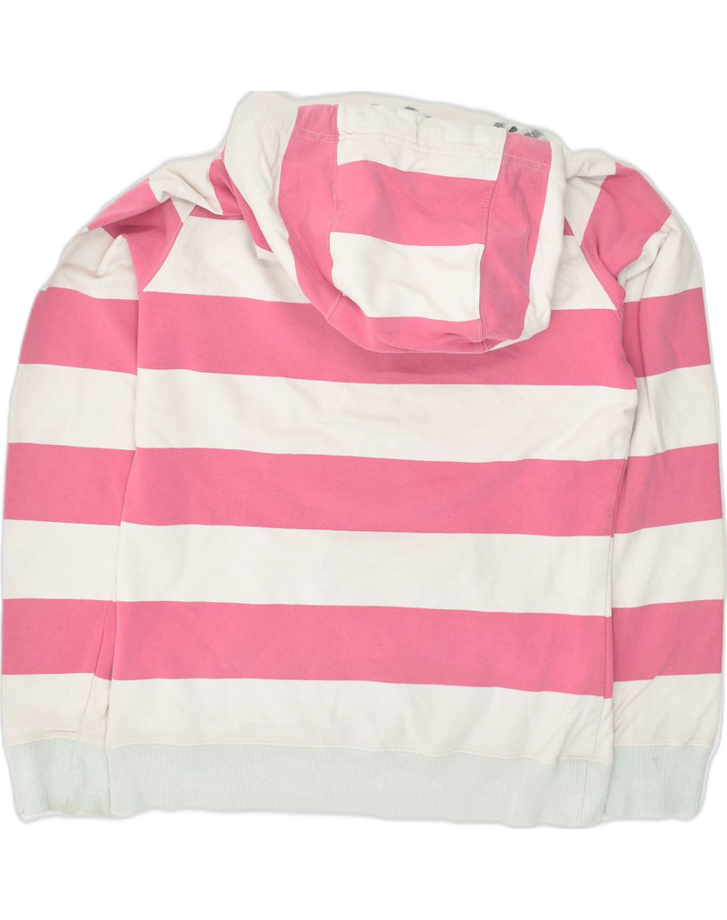 JOULES Womens Classic Fit Zip Hoodie Sweater UK 12 Medium Pink Striped | Vintage Joules | Thrift | Second-Hand Joules | Used Clothing | Messina Hembry 