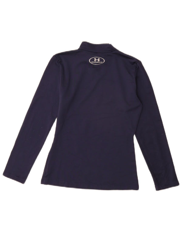 UNDER ARMOUR Boys Cold Gear Top Long Sleeve 9-10 Years Medium  Navy Blue