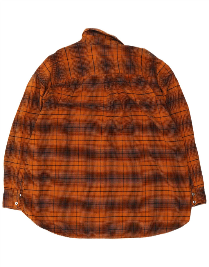 Levi's Womens Oversized Flannel Shirt UK 16 Large Orange Check Cotton