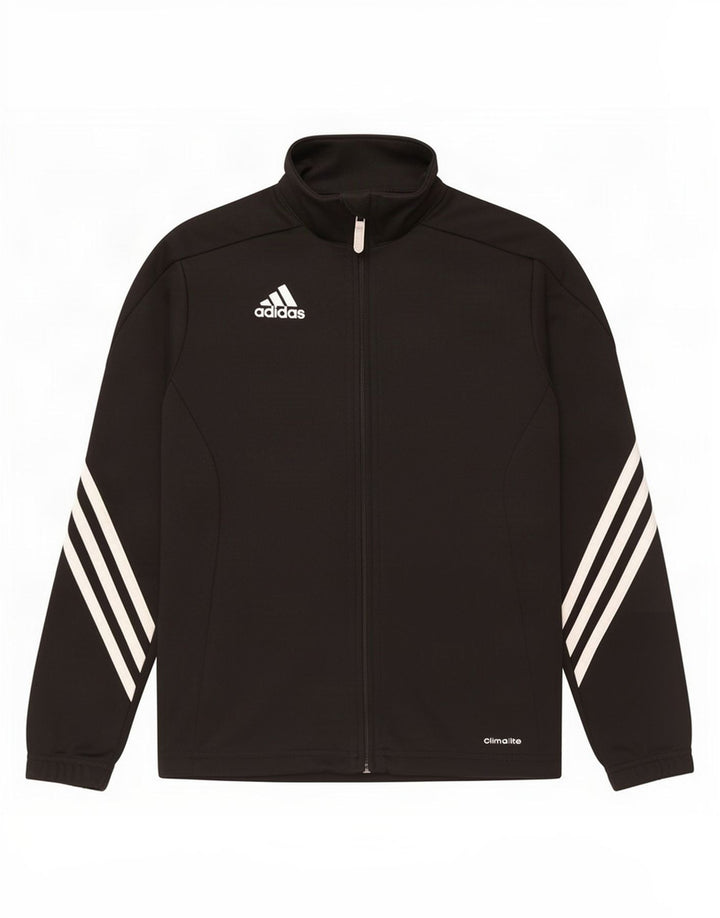 Adidas Boys Climalite Tracksuit Top Jacket 9-10 Years Black Polyester