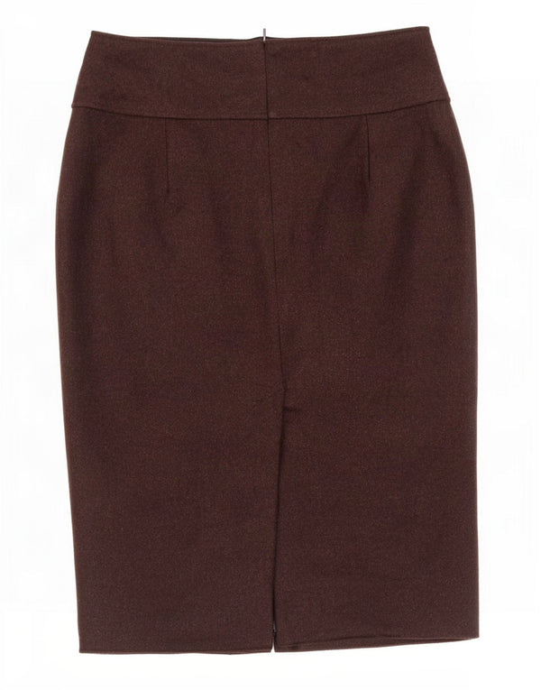 Zara Womens High Waist Pencil Skirt Large W30 Brown Wool