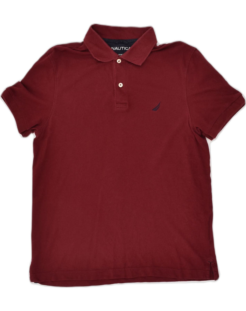 NAUTICA Mens Slim Fit Polo Shirt Medium Maroon Cotton | Vintage Nautica | Thrift | Second-Hand Nautica | Used Clothing | Messina Hembry 