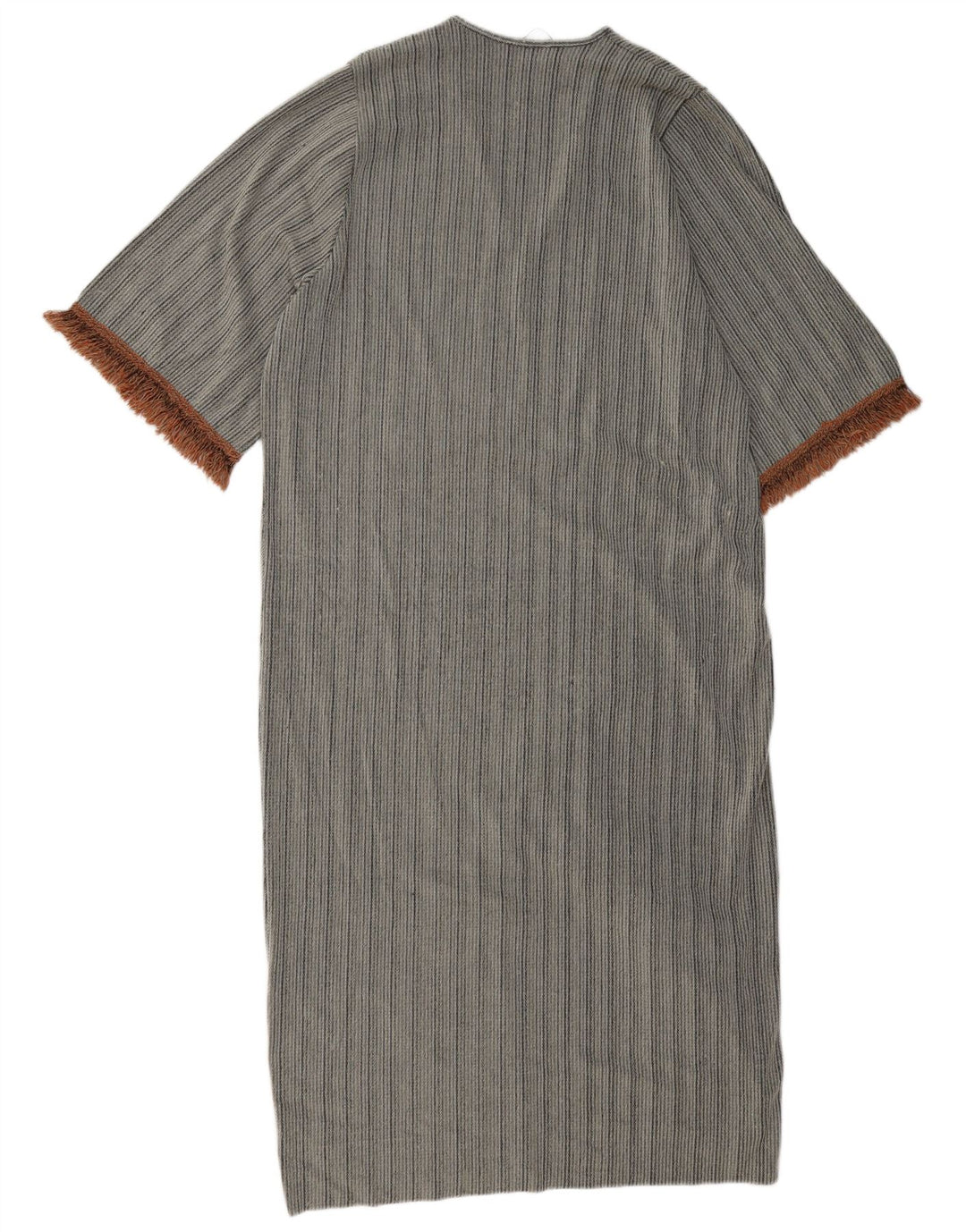 Zara Womens Maxi Oversized Shift Dress UK 10 Small Grey Striped Polyester