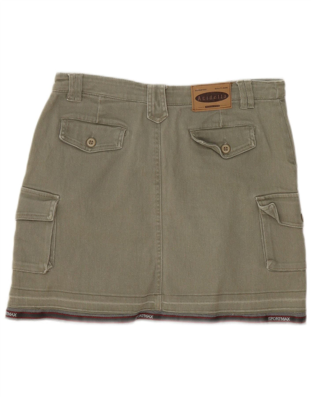 Vintage Womens Mini Cargo Skirt IT 44 Medium W30  Khaki Striped Cotton
