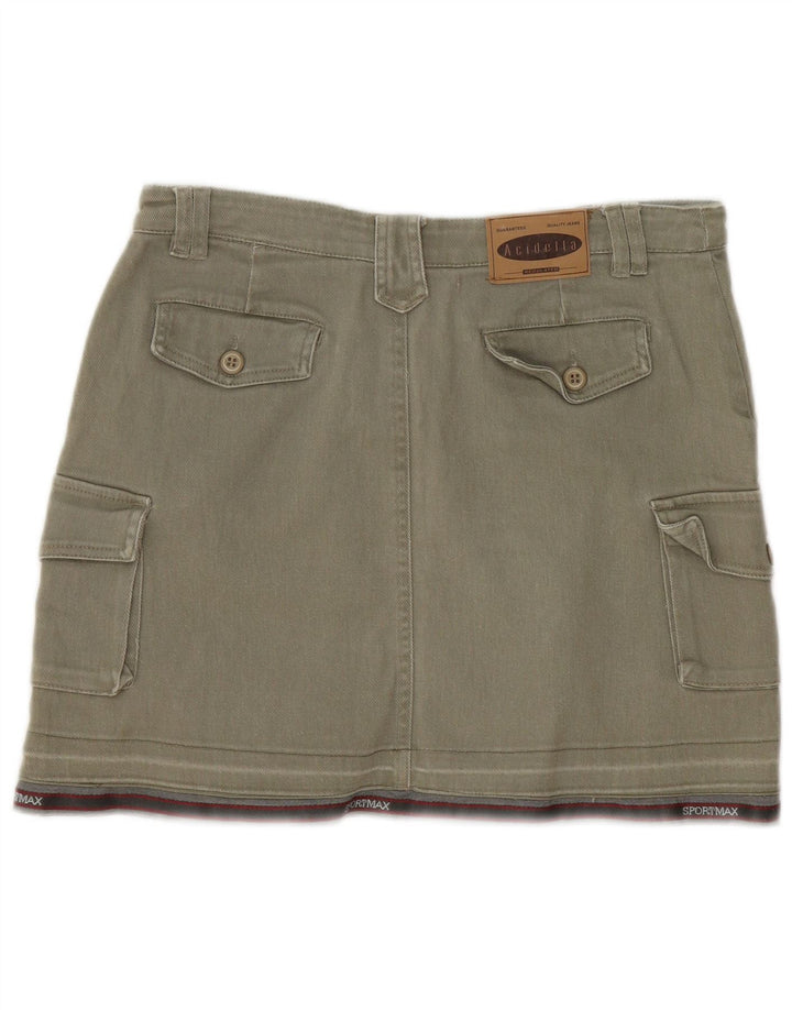 Vintage Womens Mini Cargo Skirt IT 44 Medium W30  Khaki Striped Cotton