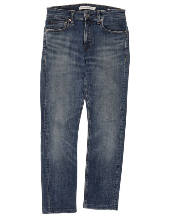 Calvin Klein Mens Slim Jeans W28 L27 Blue Cotton