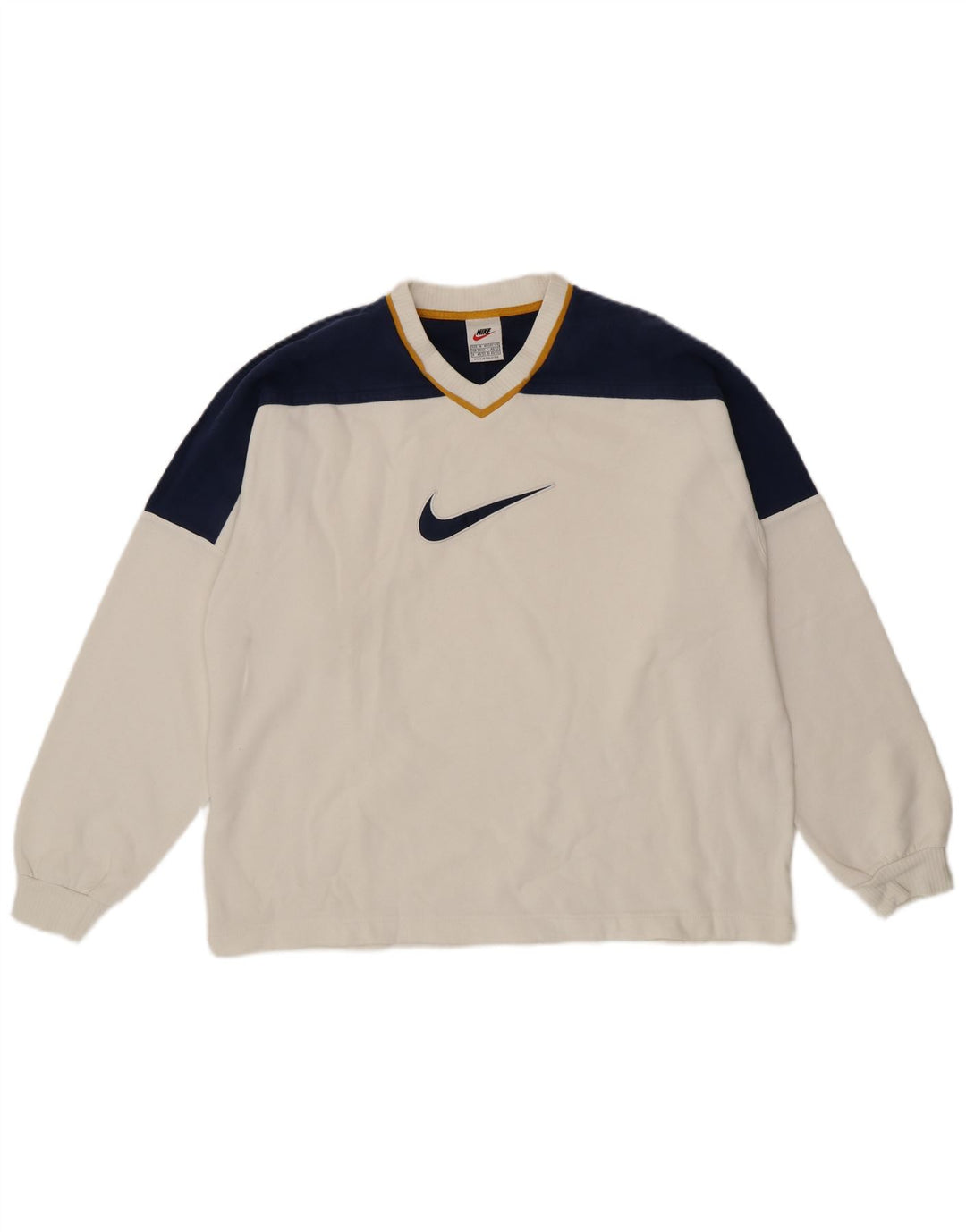 Nike Mens Graphic Sweatshirt Jumper UK 39/41 Medium White Colourblock
