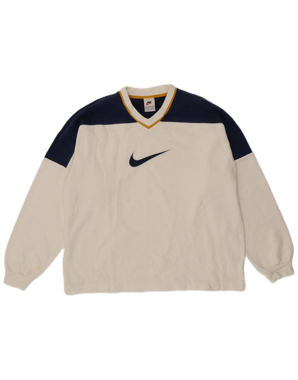 Nike Mens Graphic Sweatshirt Jumper UK 39/41 Medium White Colourblock