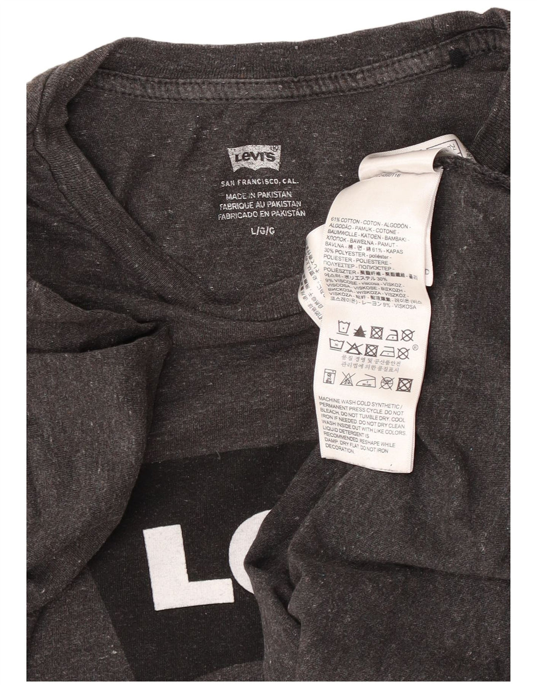Levi's Mens Graphic T-Shirt Top Large Grey Flecked Cotton