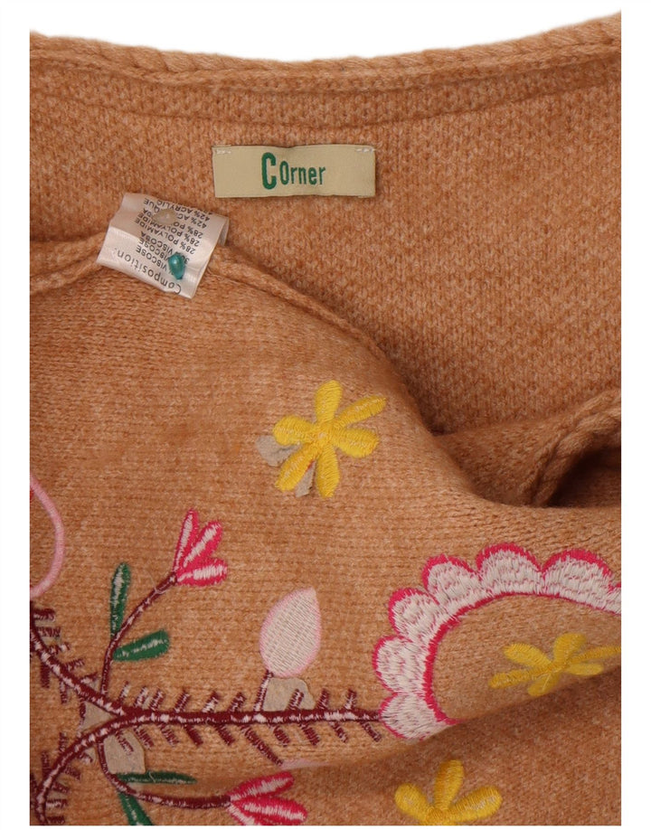 Corner Womens Graphic Open Cardigan Sweater UK 12 Medium Beige Floral