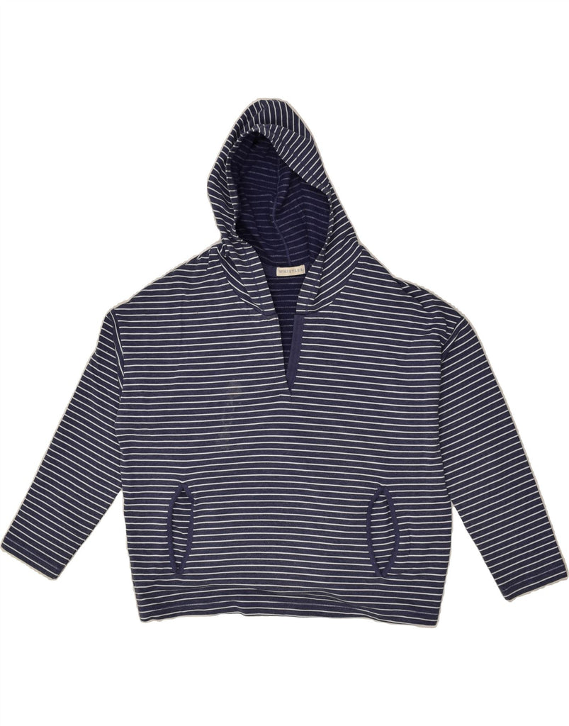 WHISTLES Womens Oversized Hoodie Jumper UK 10 Small Navy Blue Striped | Vintage Whistles | Thrift | Second-Hand Whistles | Used Clothing | Messina Hembry 