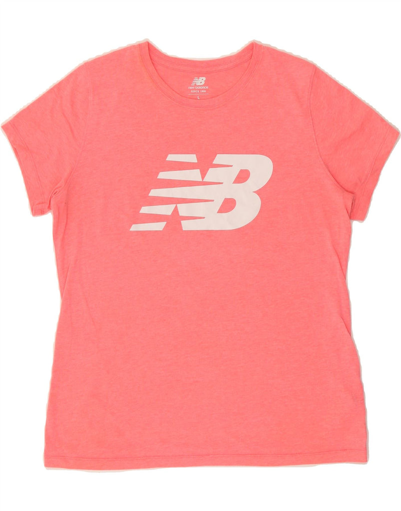 NEW BALANCE Womens Graphic T-Shirt Top UK 16 Large Pink Cotton Vintage New Balance and Second-Hand New Balance from Messina Hembry 