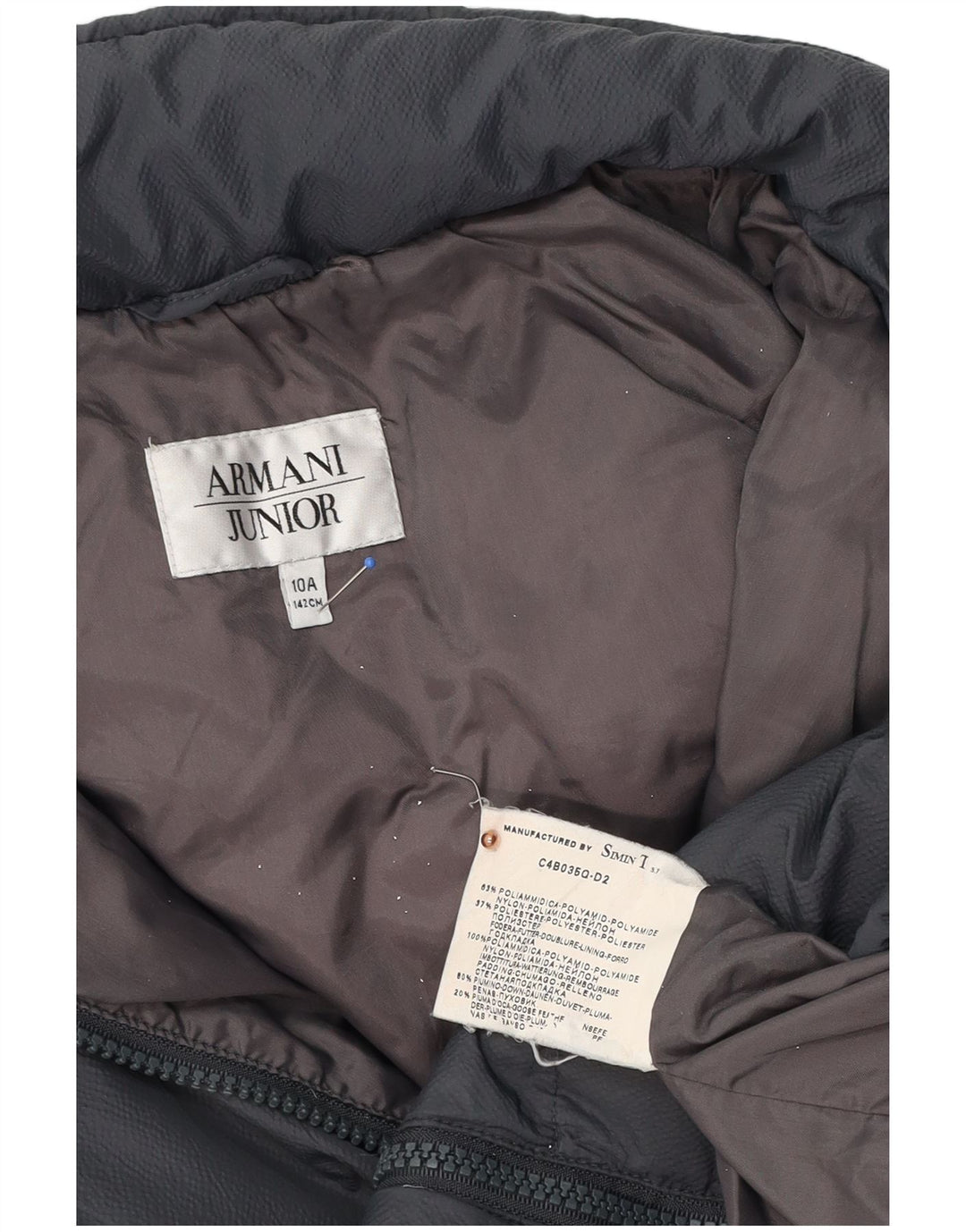 Armani Junior Boys Hooded Padded Jacket 9-10 Years Black Polyamide