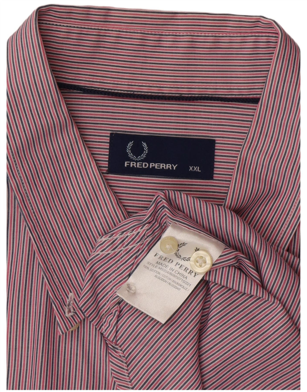 Fred Perry Mens Shirt 2XL Pink Pinstripe Cotton
