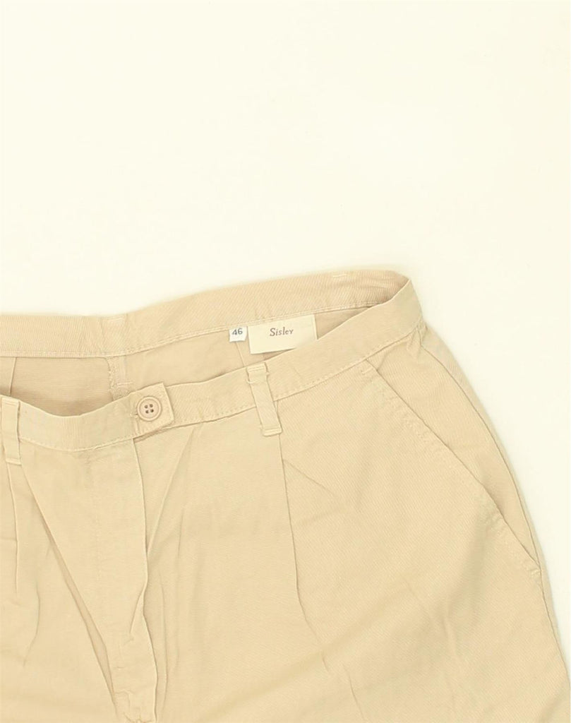 SISLEY Womens High Waist Chino Shorts IT 46 Large W30 Beige Cotton | Vintage Sisley | Thrift | Second-Hand Sisley | Used Clothing | Messina Hembry 