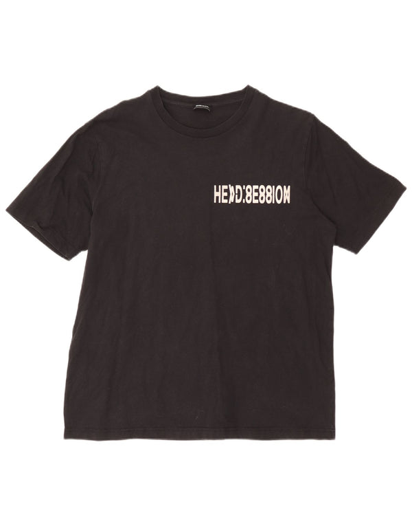 Diesel Mens Graphic T-Shirt Top Large Black Cotton